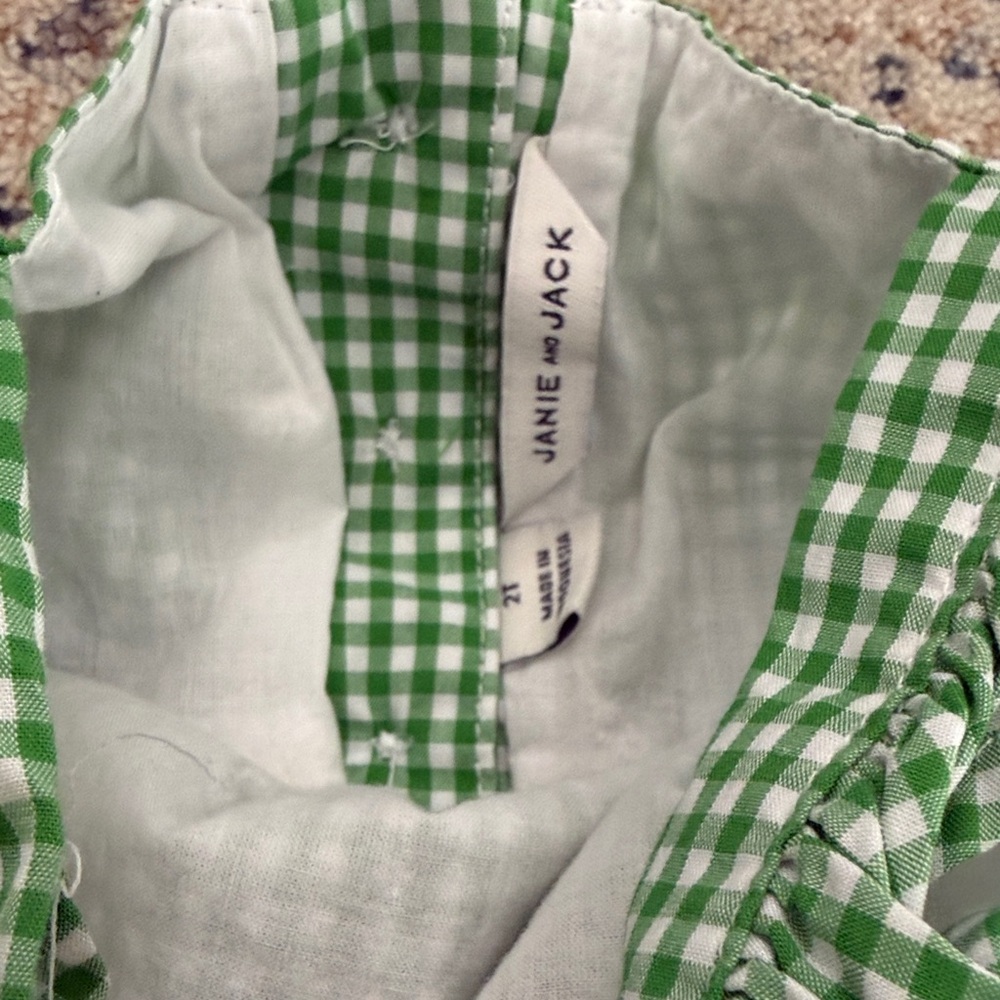 Janie and Jack Green Gingham Ruffle Sundress - Picture 3 of 4